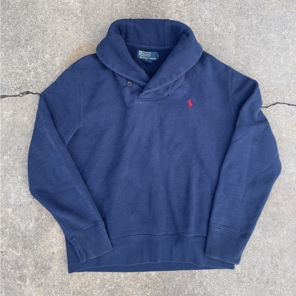 Men's Polo Ralph Lauren Shawl Neck Pullover Sweater - Heathered Oatmeal - M - Picture 1 of 5